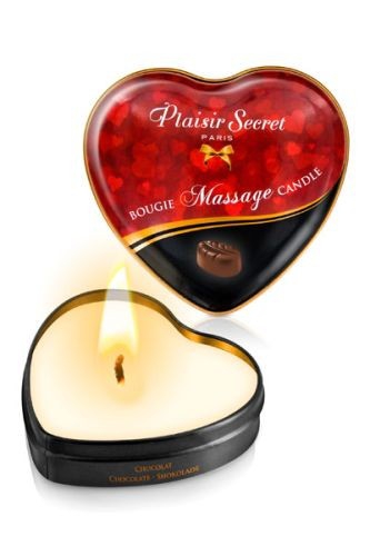 Массажная свеча-сердечко "Plaisirs Secrets" с ароматом шоколада, 35ml 