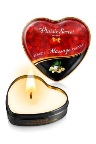 Массажная свеча-сердечко "Plaisirs Secrets" с ароматом экзотических фруктов, 35ml 