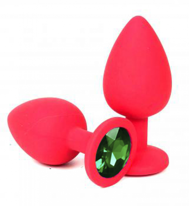 Пробка с зеленым кристаллом "Vandersex" красная, L 